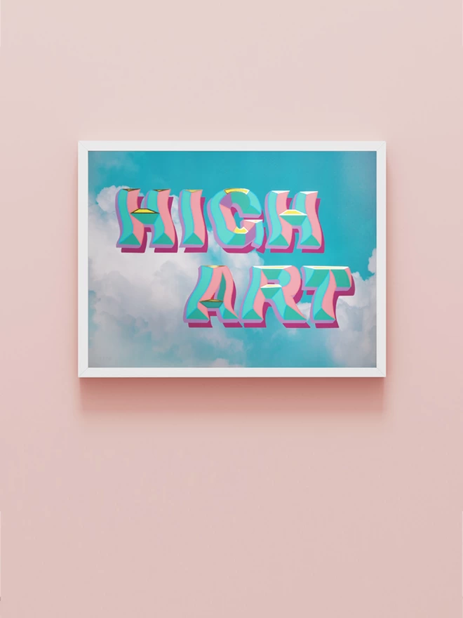 'High Art' gold foil A3 print framed