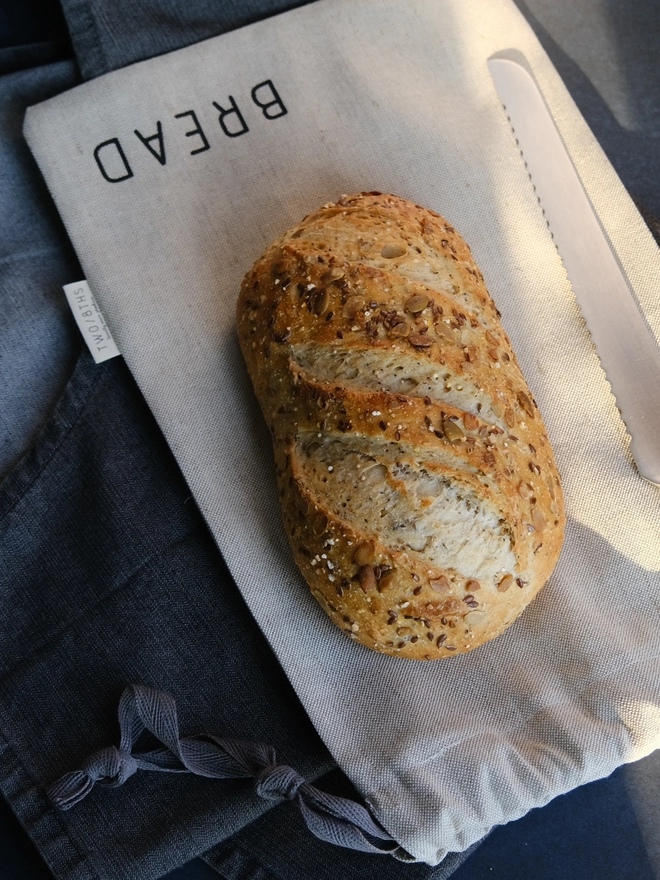 natural linen bread storage bag