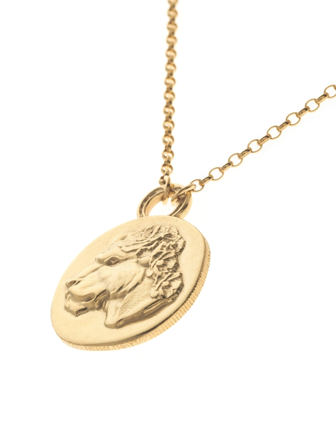 Large Lioness Coin Pendant gold