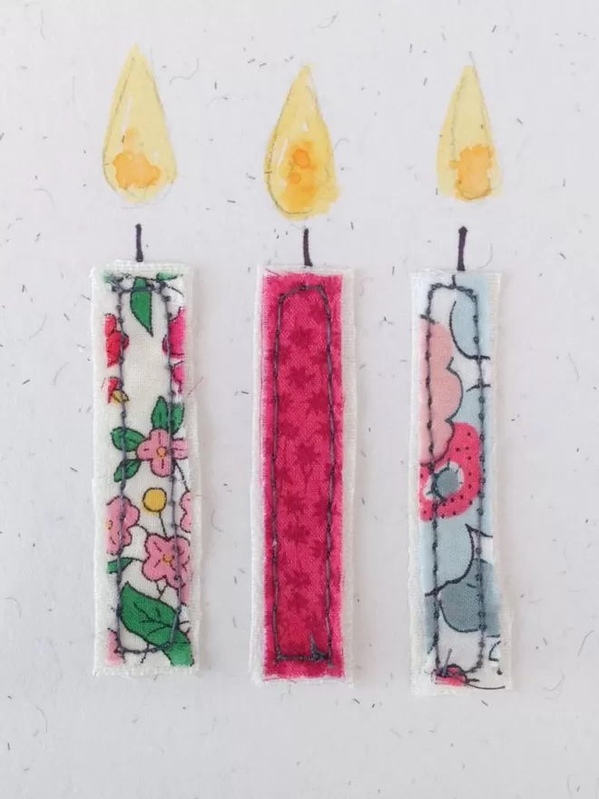 Embroidered Candle Party Time Card