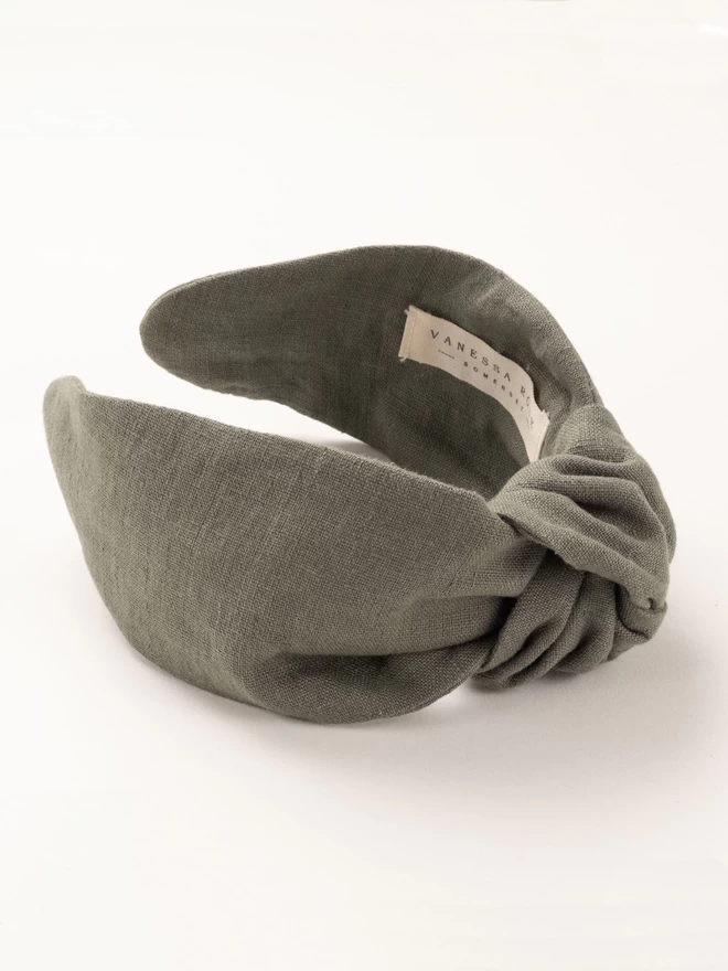 top knot headband in sage green