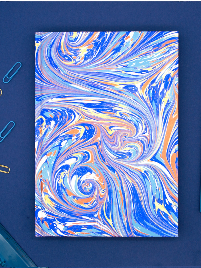 Marbled Journal - Blue, Gold & Copper