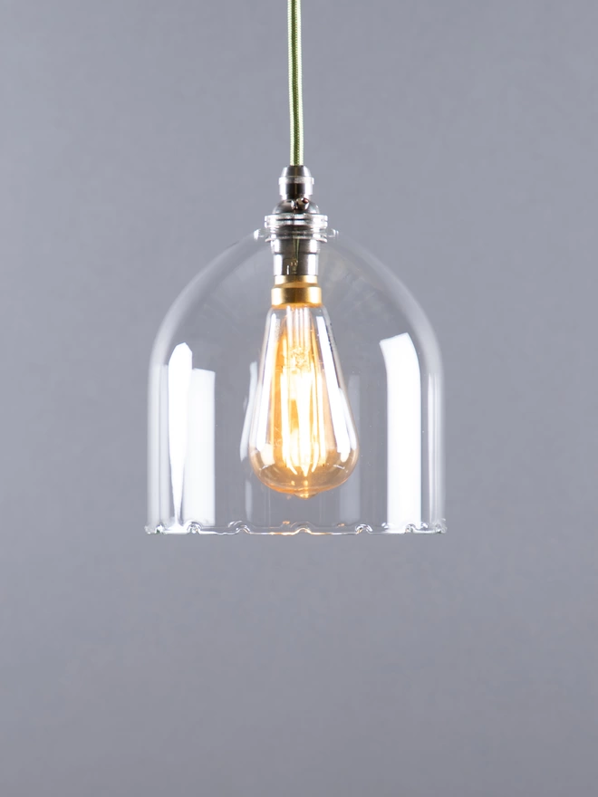 Frilled Frieda Clear Glass Dome  Pendant Light 
