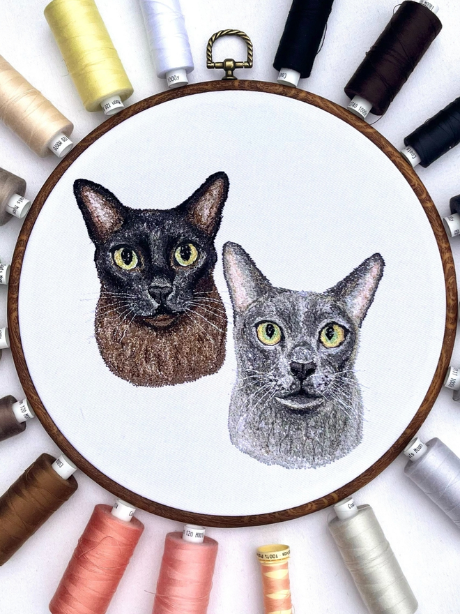 Double Pet Custom Made Embroidery Hoop