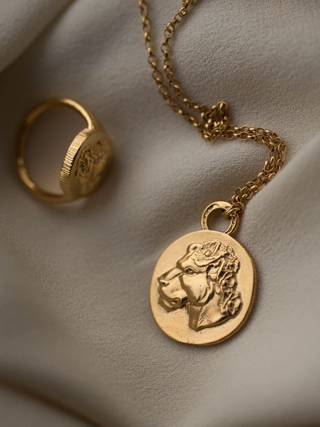 Large Lioness Coin Pendant