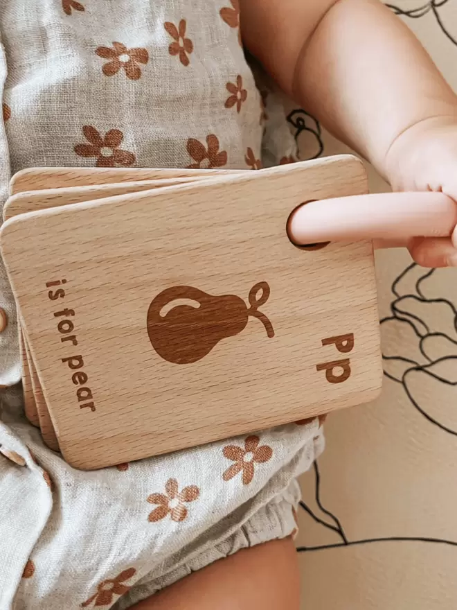 Wooden Book Rattle P for Pear