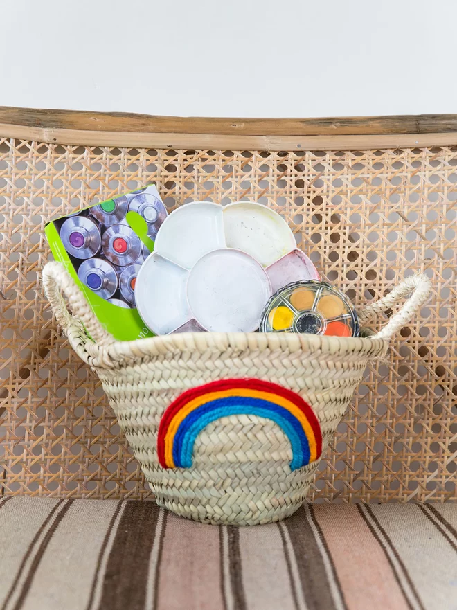 Small Rainbow Basket for art storage