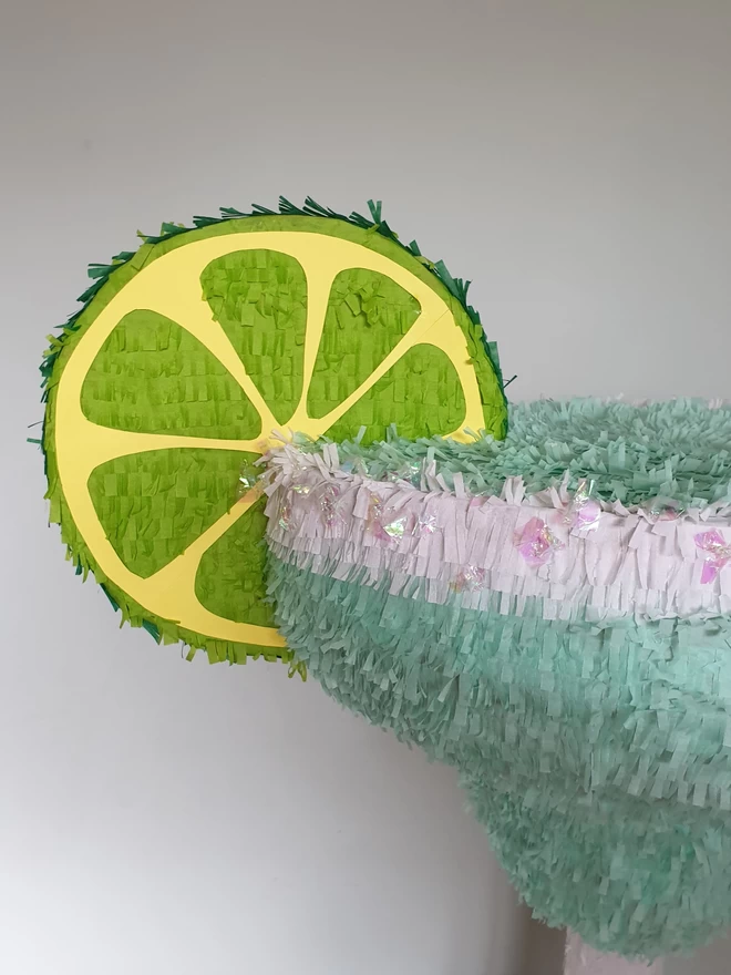 close up of the lime and salt detail on the margarita pinata