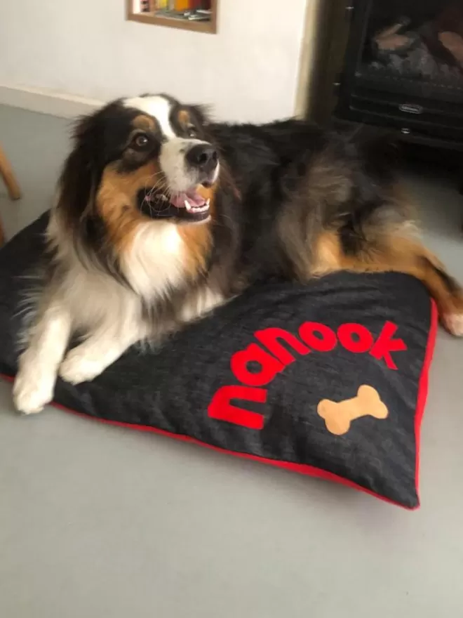Personalised Dog Bed in Denim