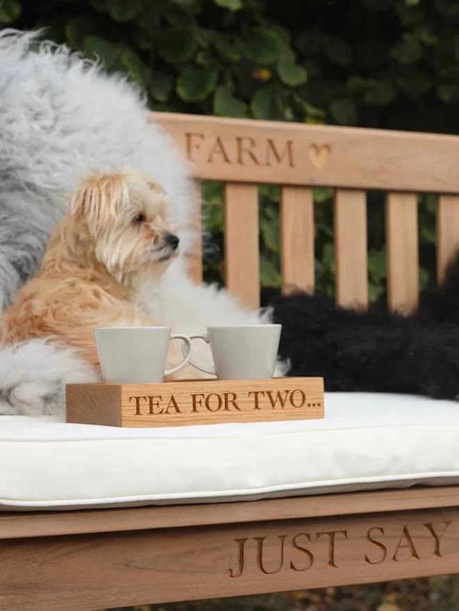personalised oak tea tray