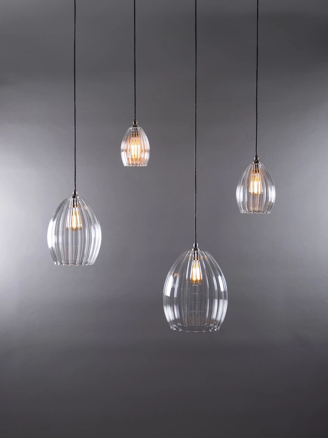 Molly Clear Ribbed Handblown Glass Pendant Lights