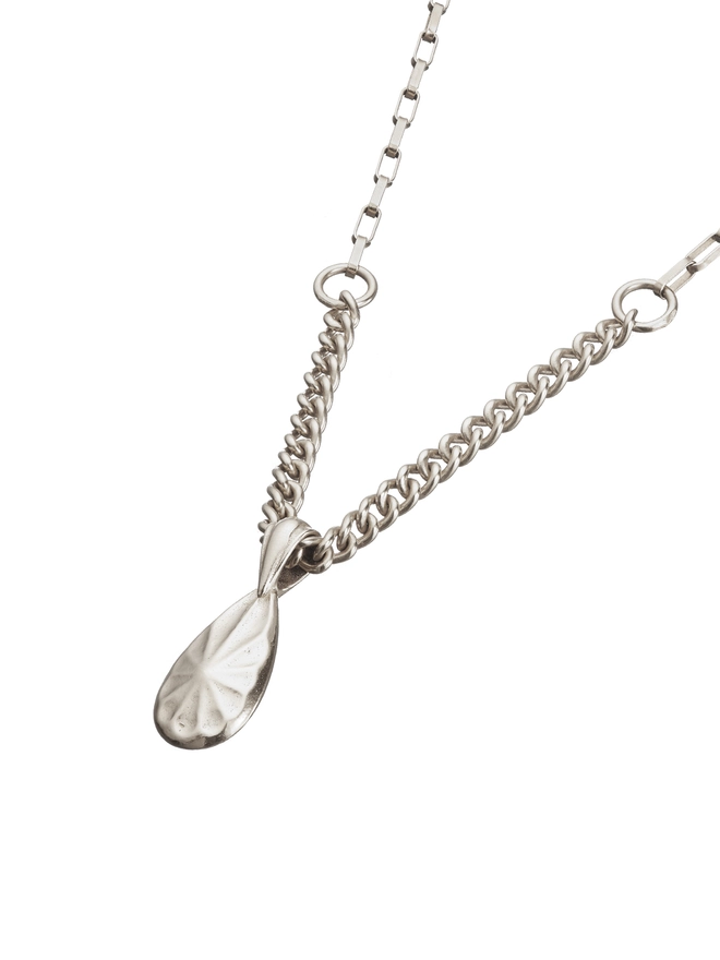 faceted raindrop pendant silver