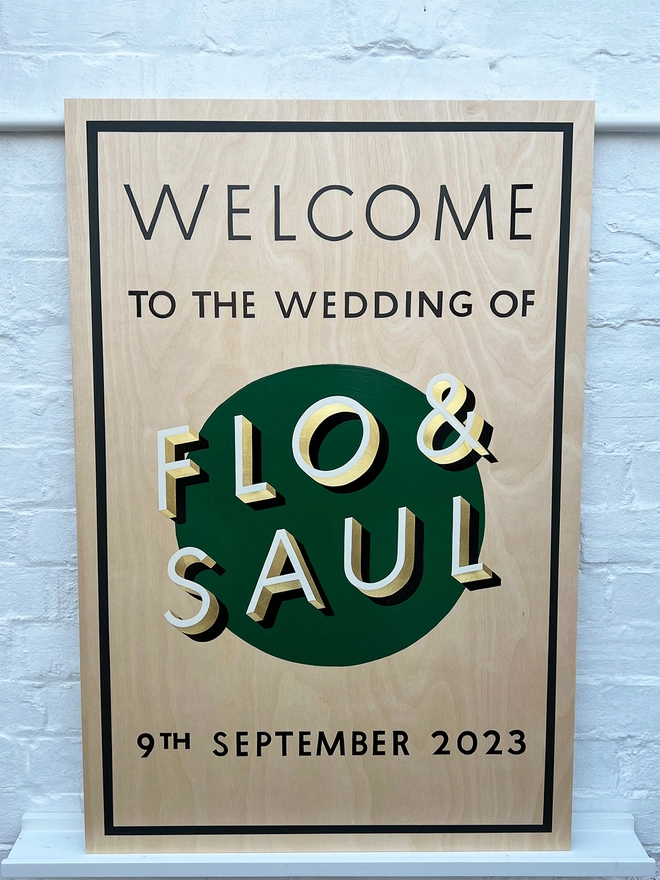 Personalised wedding welcome sign