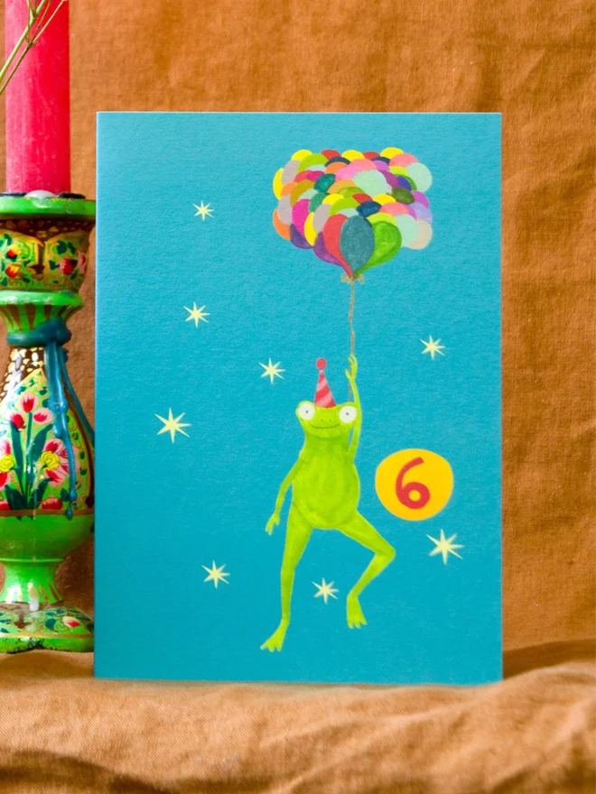 Age 6 Magical Party Frog Birthday Card