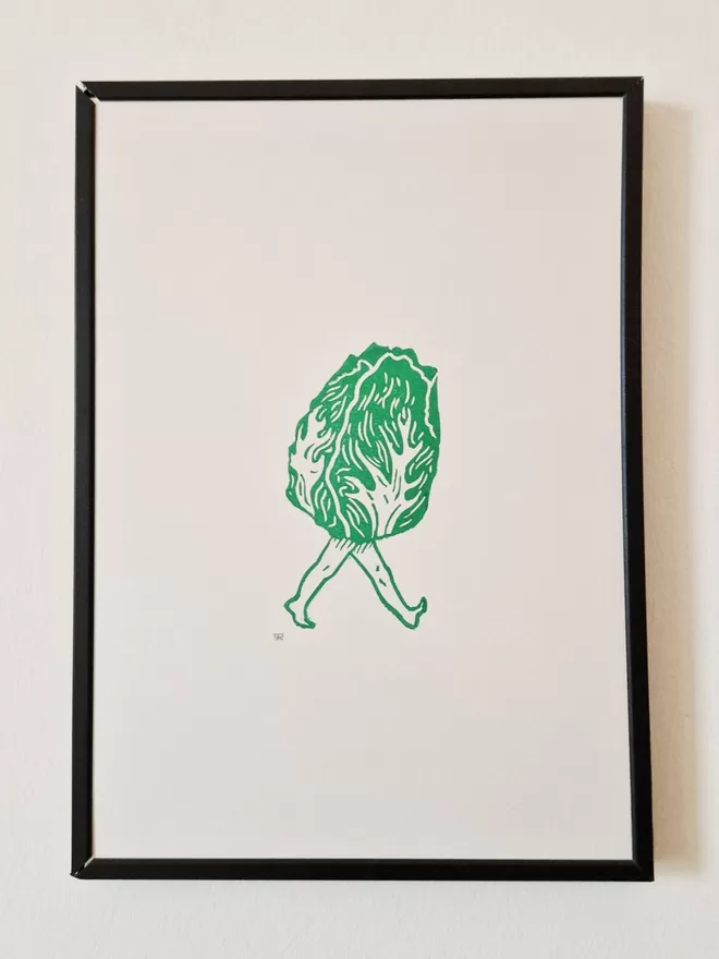 Walking Vegetable Lino Print