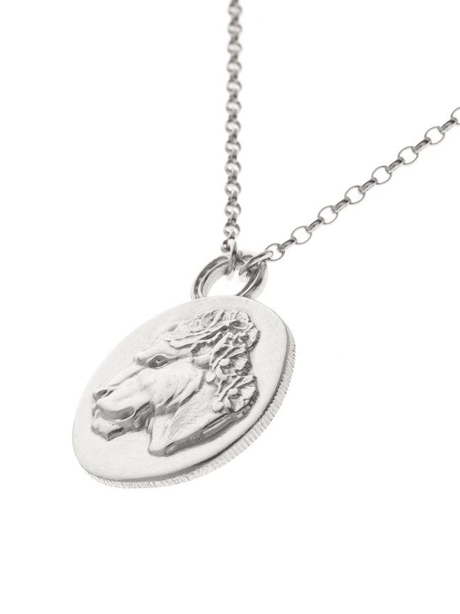 Large Lioness Coin Pendant silver