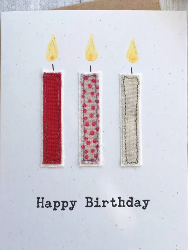 Happy birthday letterpress embroidered card