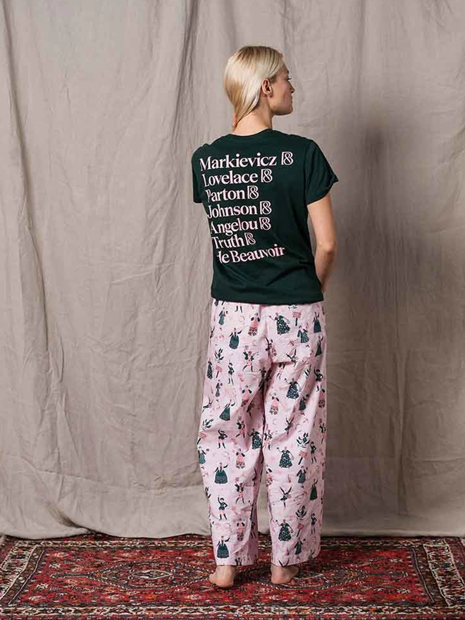 A model is show standing wearing our feminist icon pyjama bottom
