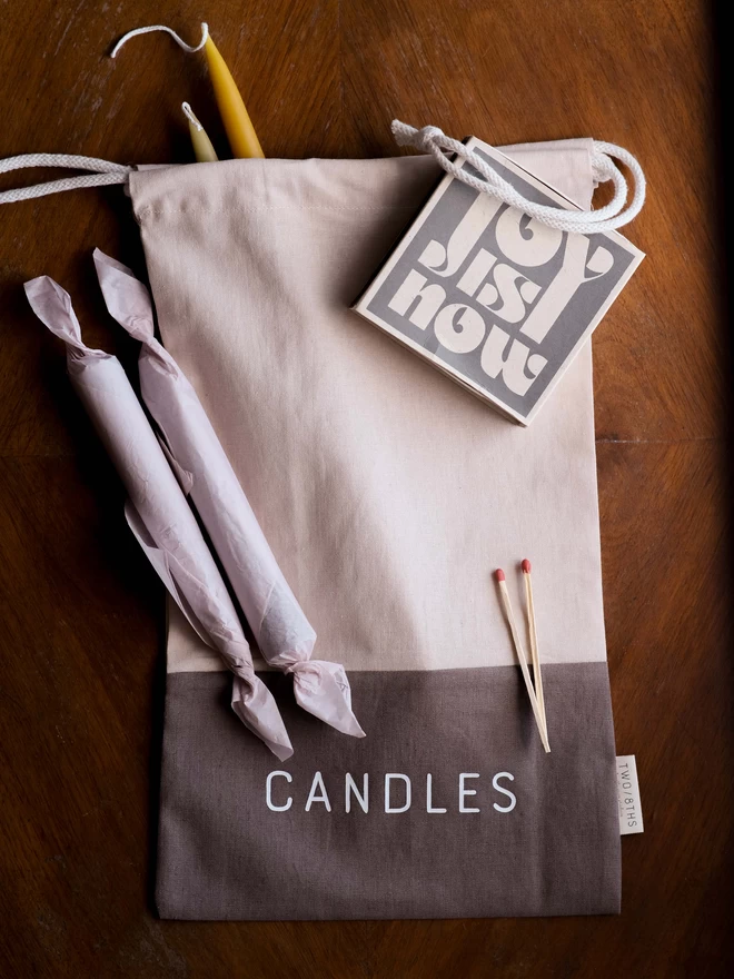 Linen drawstring candle  bag