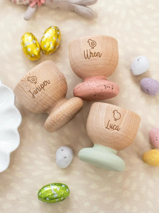 Personalised wooden egg cup