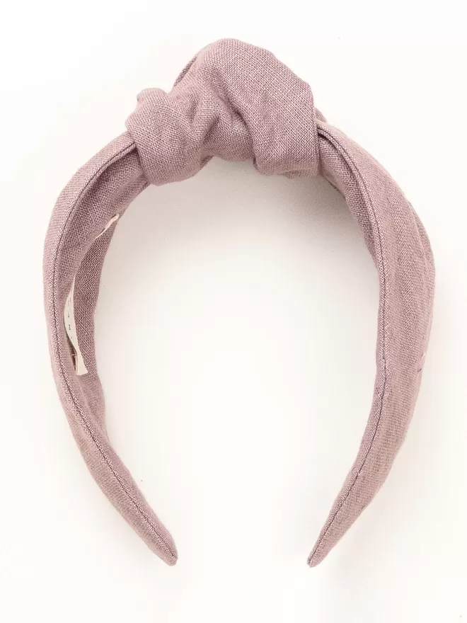 Vanessa Rose Amelie Hairband in Lilac seen from the side.