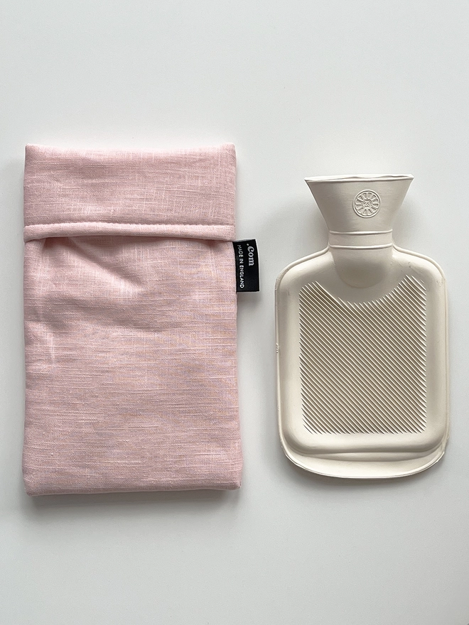 Pink linen cute back and hot water bottle