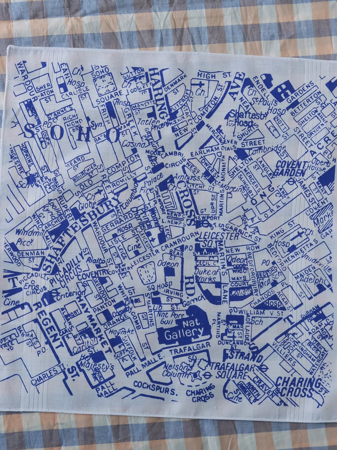 Mr.PS Central London handkerchief printed in classic blue